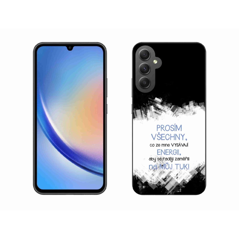 Gelový kryt mmCase na Samsung Galaxy A34 5G - vtipný text 1 modrý