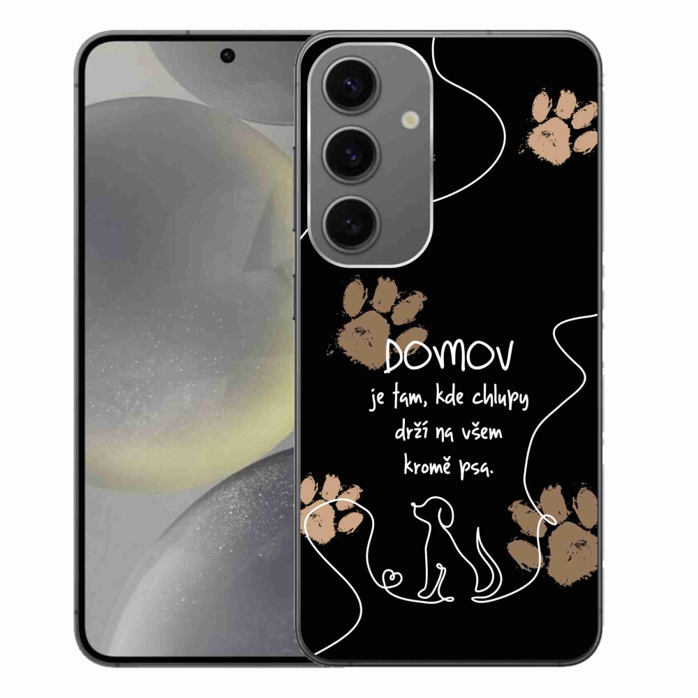 Gelový kryt mmCase na Samsung Galaxy S24+ - psí motiv černé pozadí
