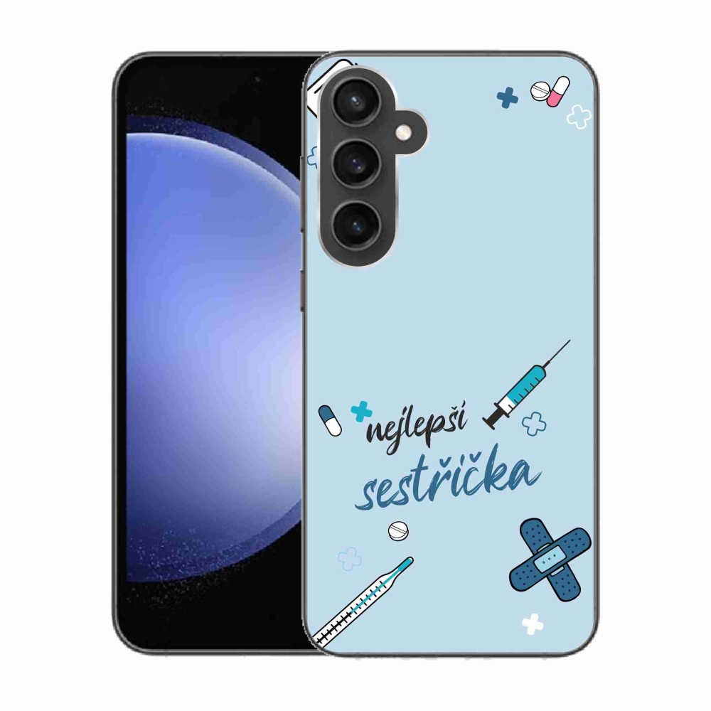Gelový kryt mmCase na Samsung Galaxy S23 FE - nejlepší sestřička modré pozadí