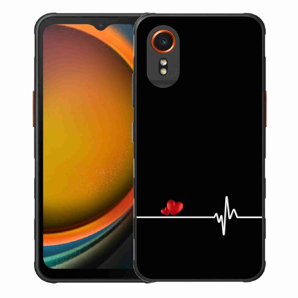 Gelový kryt mmCase na Samsung Galaxy Xcover 7 - srdce a tep černé pozadí