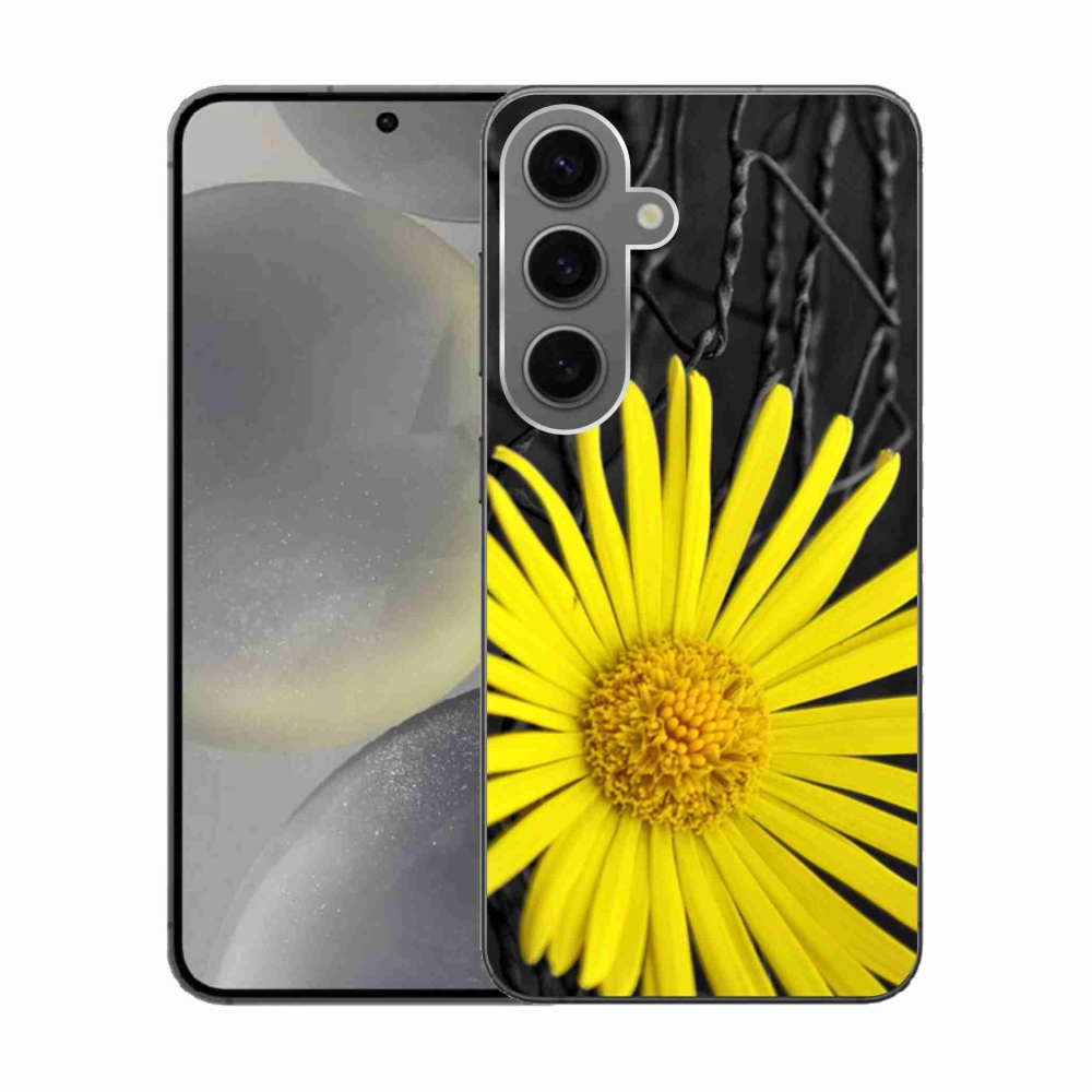 Gelový kryt mmCase na Samsung Galaxy S24 - žlutá květina