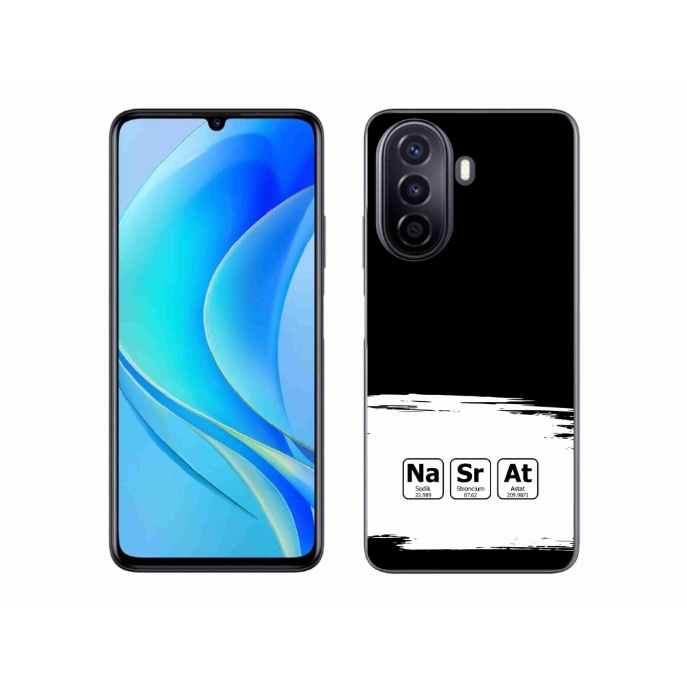 Gelový kryt mmCase na Huawei Nova Y70 - chemické prvky bíločerné pozadí