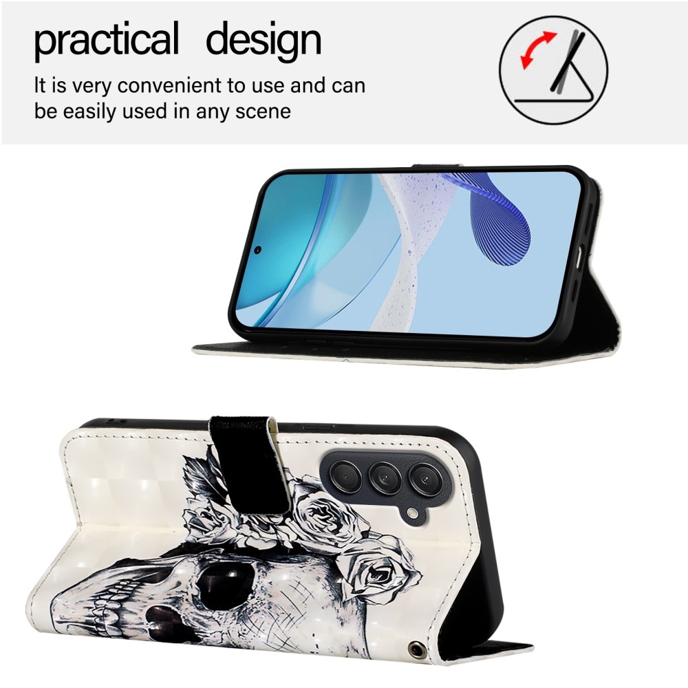 Patte knížkové pouzdro na Samsung Galaxy M55 5G - lebka a růže