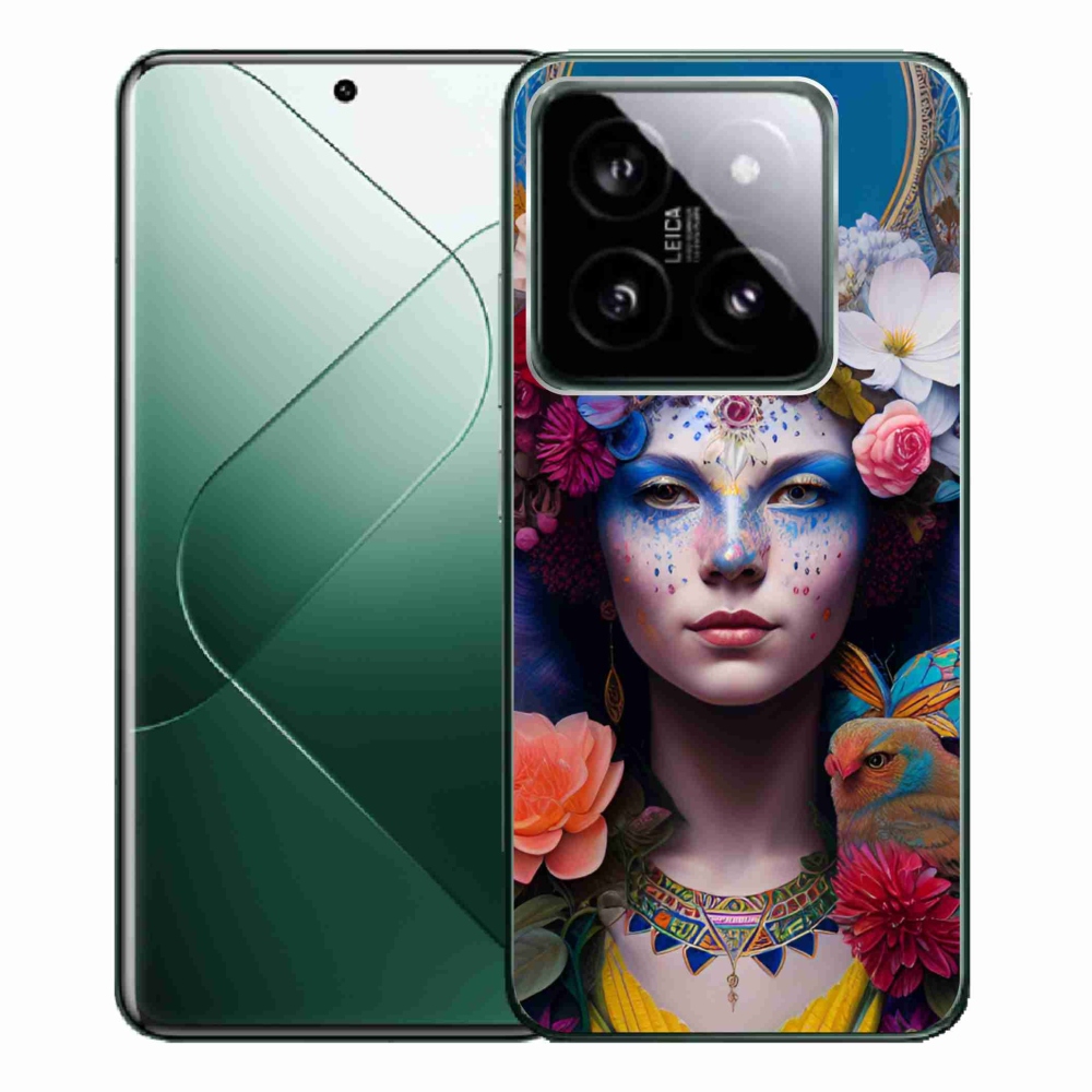 Gelový kryt mmCase na Xiaomi 14 Pro - žena s květinami