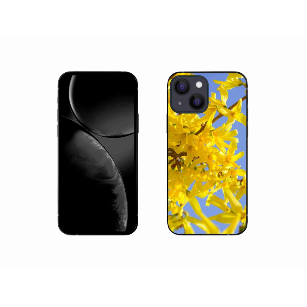 Gelový kryt mmCase na iPhone 13 mini - žluté květy