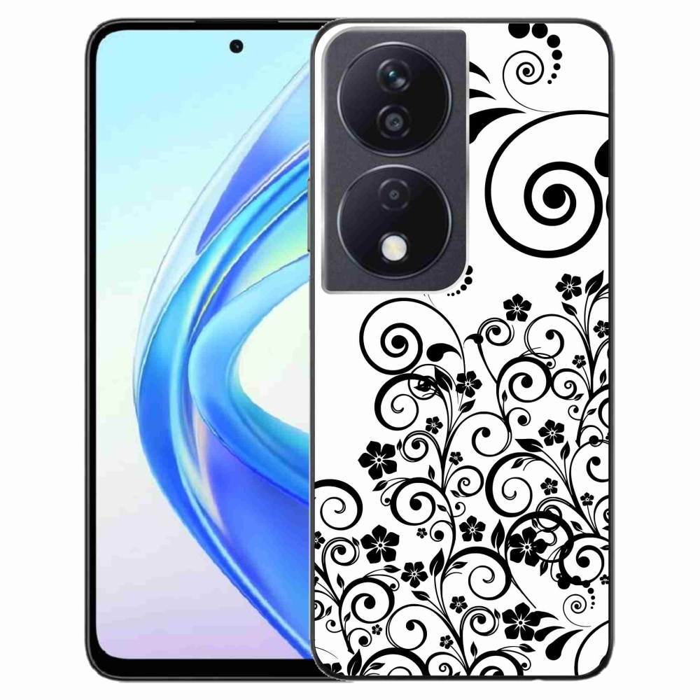 Gelový kryt mmCase na Honor X7b/Honor 90 Smart - černobílé květinové vzory