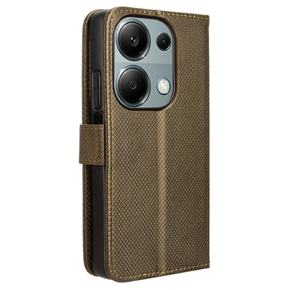 Diamond knížkové pouzdro na Xiaomi Redmi Note 14S/Note 13 Pro 4G/Poco M6 Pro - hnědé