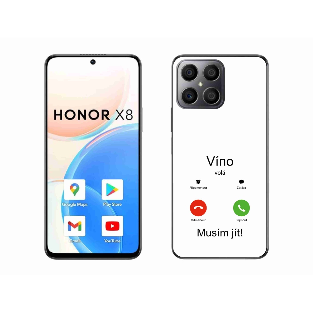Gelový kryt mmCase na Honor X8 4G - víno volá bílé pozadí