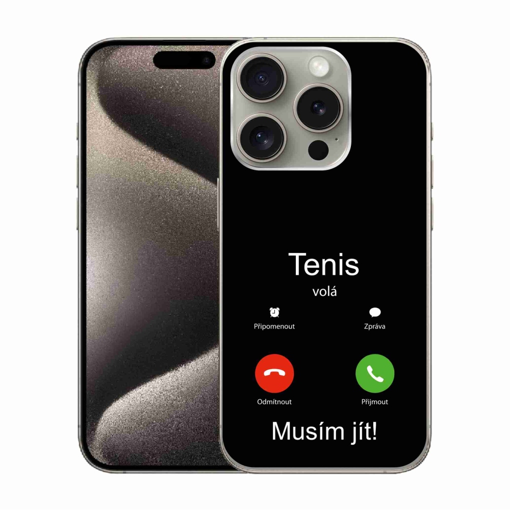 Gelový kryt mmCase na iPhone 15 Pro - tenis volá černé pozadí