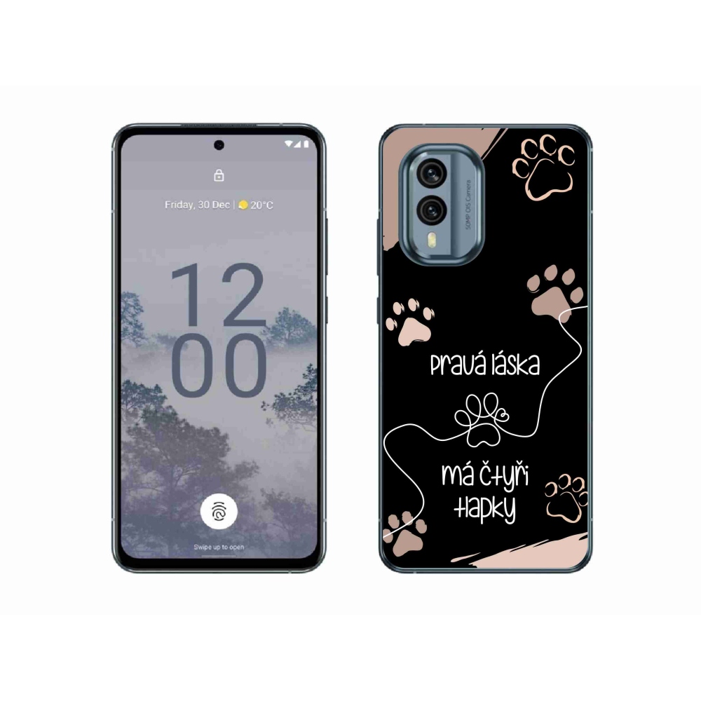 Gelový kryt mmCase na Nokia X30 5G - psí motiv 1 černé pozadí