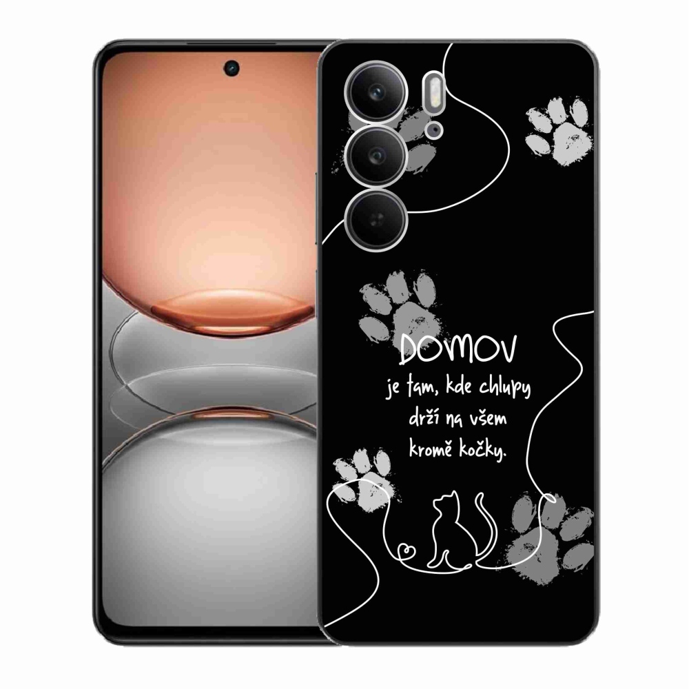 Gelový kryt mmCase na Realme C75 - kočičí motiv černé pozadí