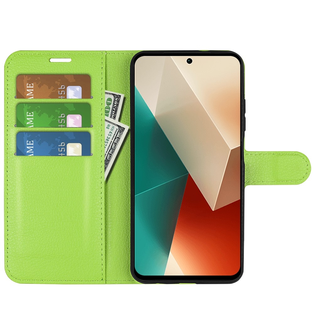 Litchi knížkové pouzdro na Xiaomi Redmi Note 13 5G - zelené