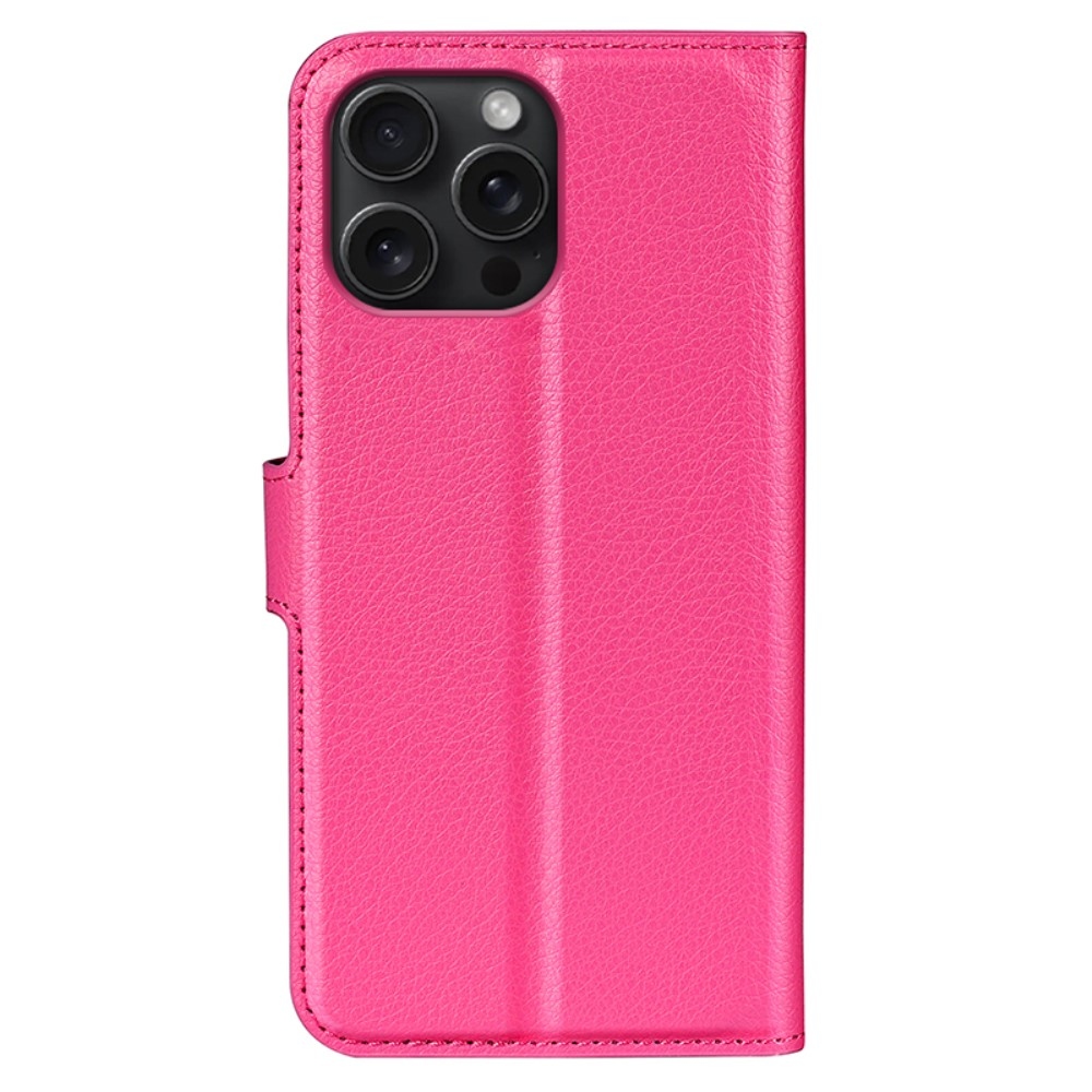Litchi knížkové pouzdro na iPhone 16 Pro Max - rose