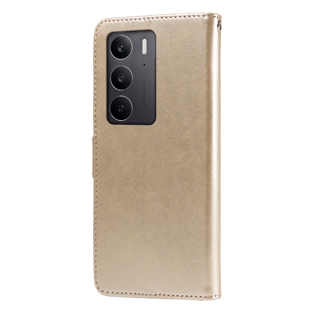 Flowery knížkové pouzdro na Realme 14x 5G/Realme C75 - zlaté