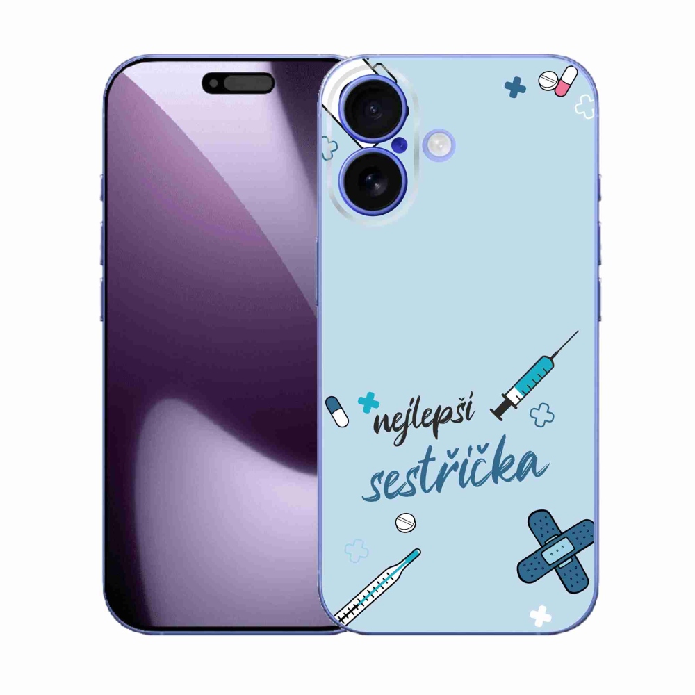Gelový kryt mmCase na iPhone 17 - nejlepší sestřička modré pozadí