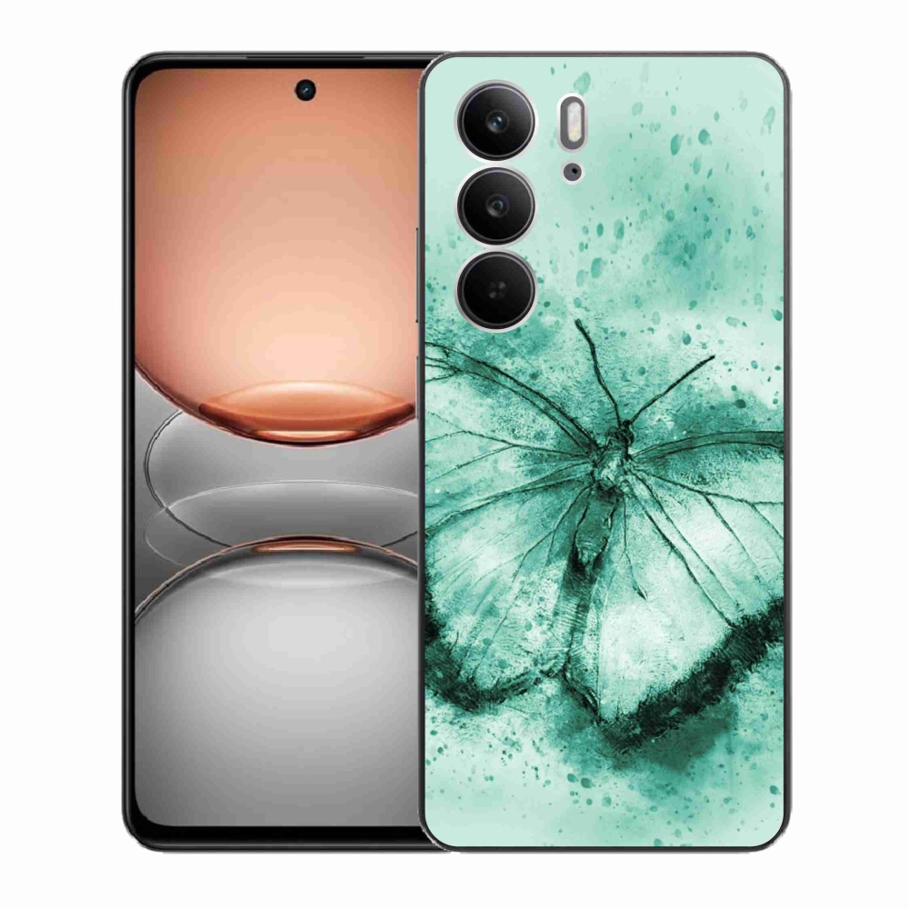 Gelový kryt mmCase na Realme C75 - zelený motýl