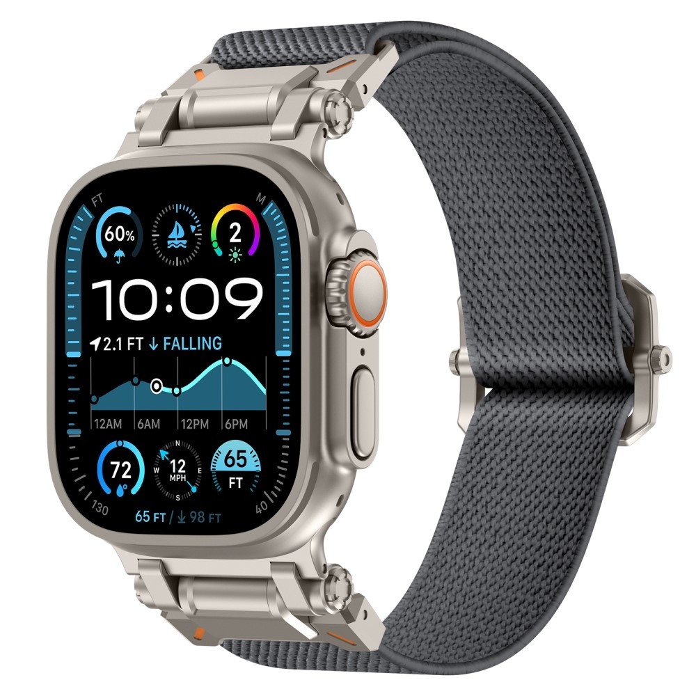 Titanium nylonový řemínek na Apple Watch Ultra/Ultra 2 49mm/SE/SE 2022/2023 44mm/10 46mm/9/8/7 45mm/6/5/4 44mm/3/2/1 42 mm - šedý