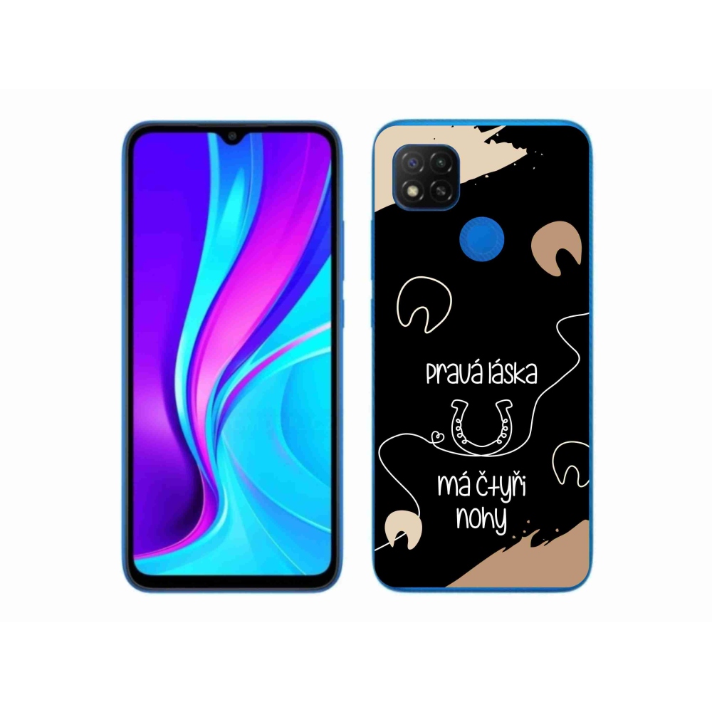 Gelový kryt mmCase na Xiaomi Redmi 9C - koňský motiv černé pozadí