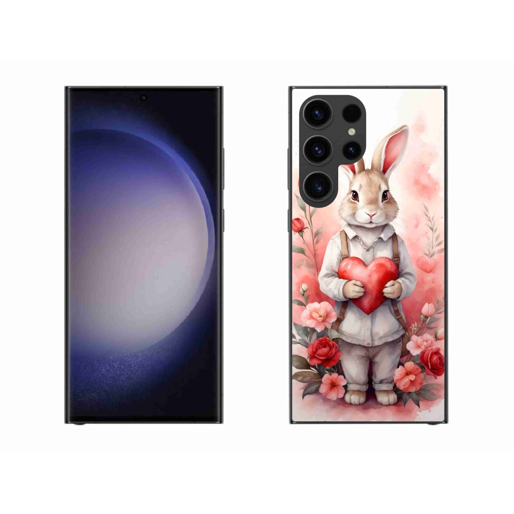 Gelový kryt mmCase na Samsung Galaxy S23 Ultra 5G - zajíc se srdíčkem