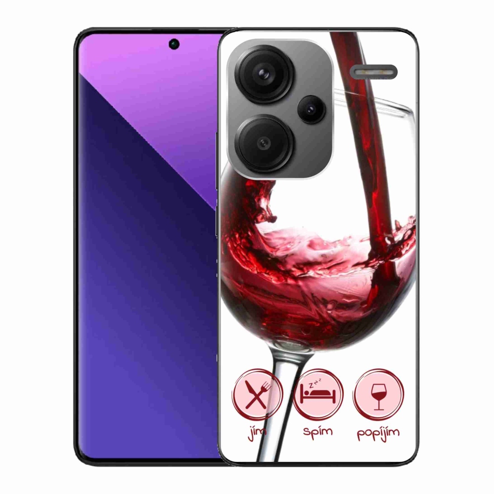 Gelový obal mmCase na Xiaomi Redmi Note 13 Pro+ 5G - sklenička vína červené