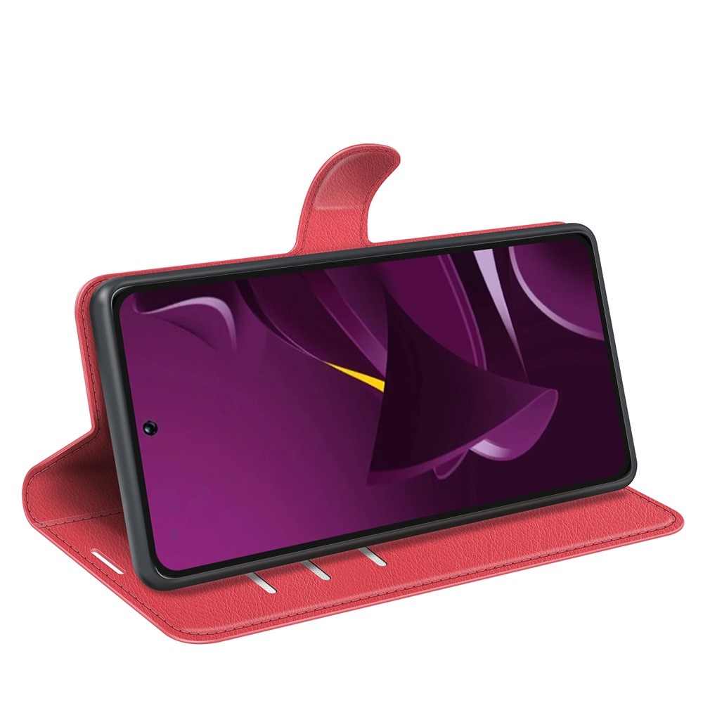 Litchi knížkové pouzdro na Xiaomi Poco M7 Pro 5G - červené