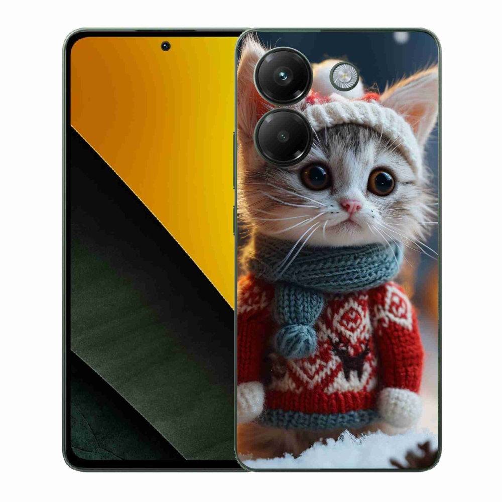 Gelový kryt mmCase na Xiaomi Poco M7 Pro 5G - kotě ve svetru