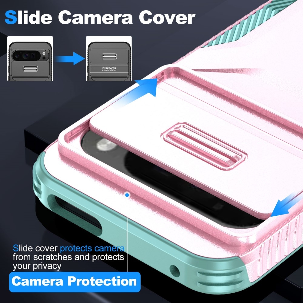 Lid odolný kryt na Google Pixel 9 Pro XL - růžový/modrozelený