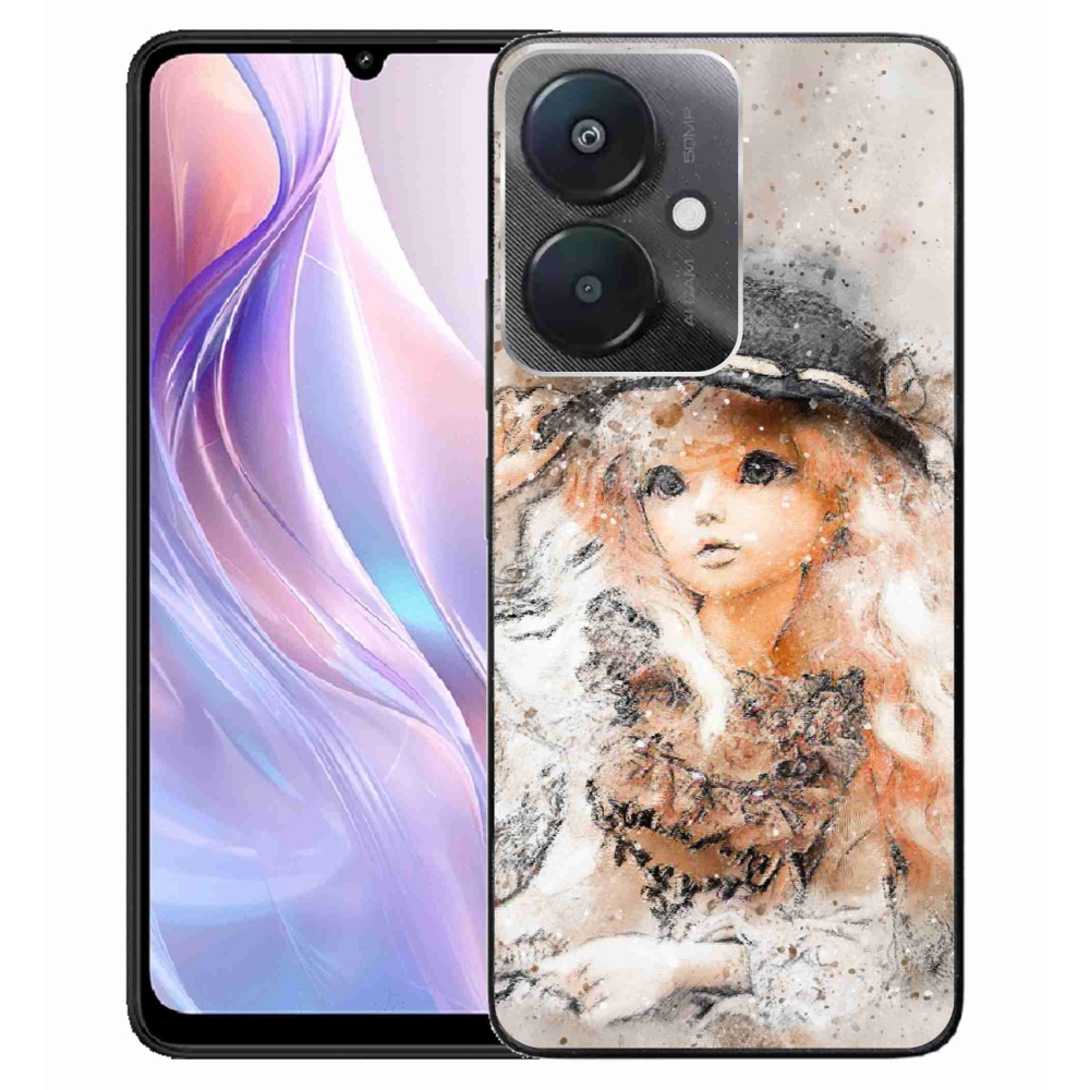 Gelový kryt mmCase na Xiaomi Redmi 13C 5G - holčička s kloboukem