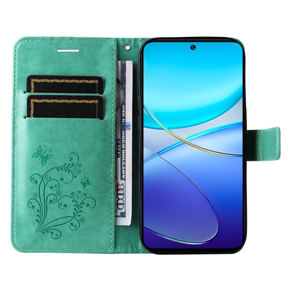 Big Butterfly knížkové pouzdro na Vivo V40 SE 4G/5G - modrozelené