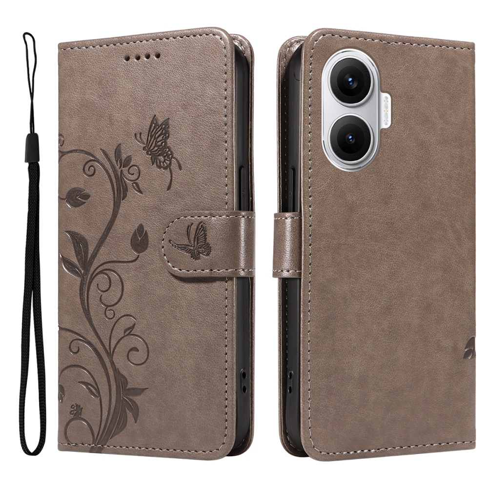 Flowers knížkové pouzdro na Xiaomi Poco F7 5G - šedé