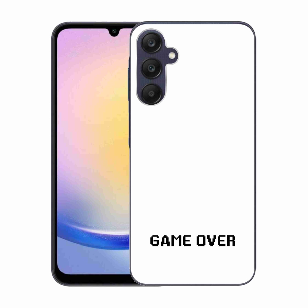 Gelový kryt mmCase na Samsung Galaxy A25 5G - game over bílé pozadí