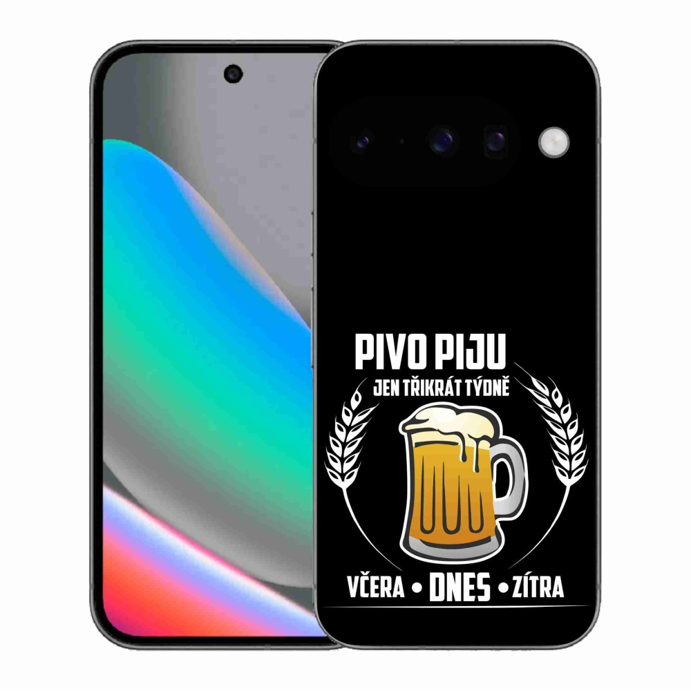 Gelový kryt mmCase na Google Pixel 10 - pivní motiv černé pozadí