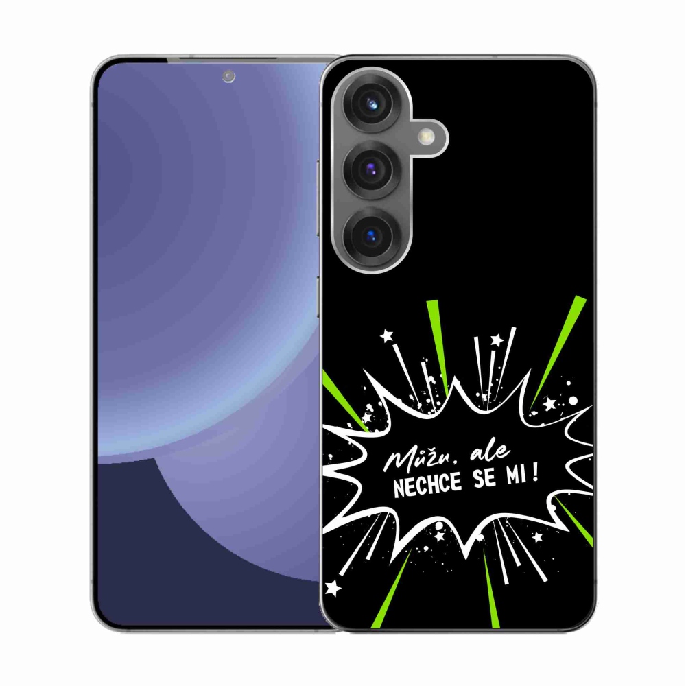 Gelový kryt mmCase na Samsung Galaxy S25 - vtipný text 11 černé pozadí