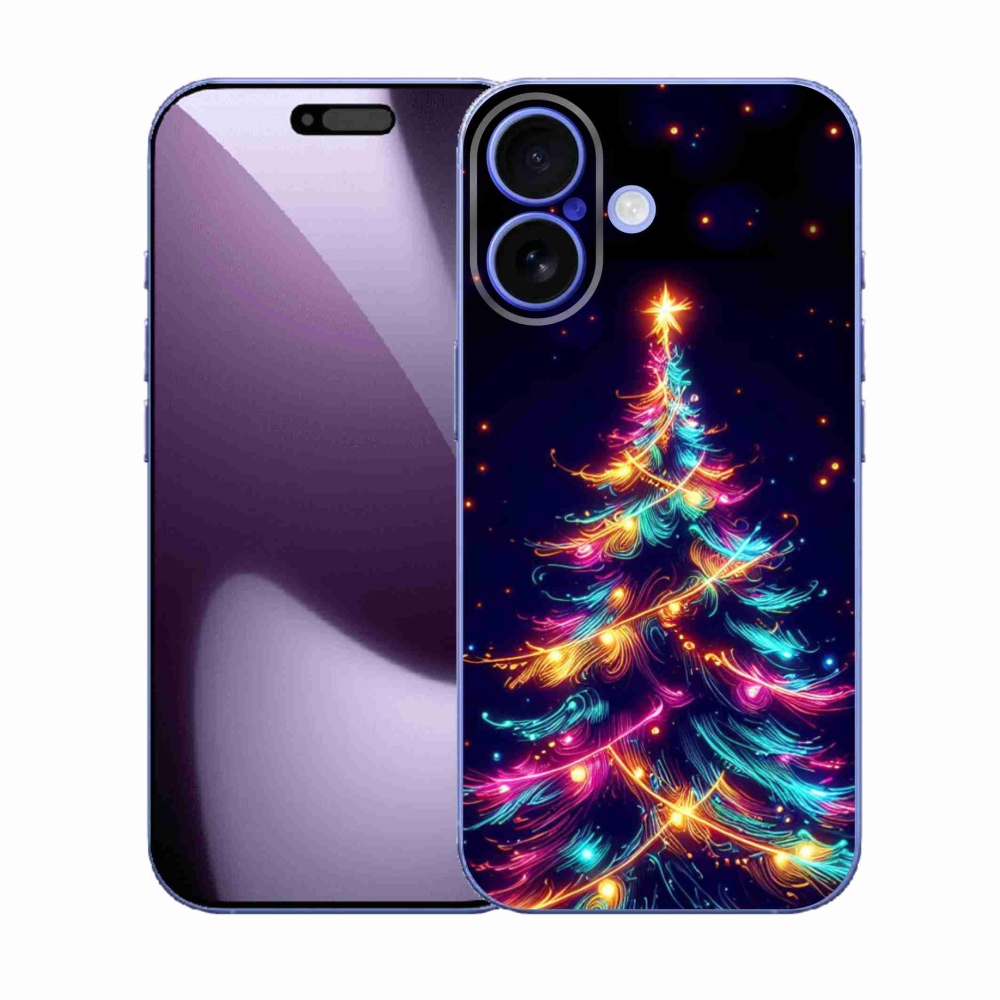 Gelový kryt mmCase na iPhone 17 - neonový vánoční stromek