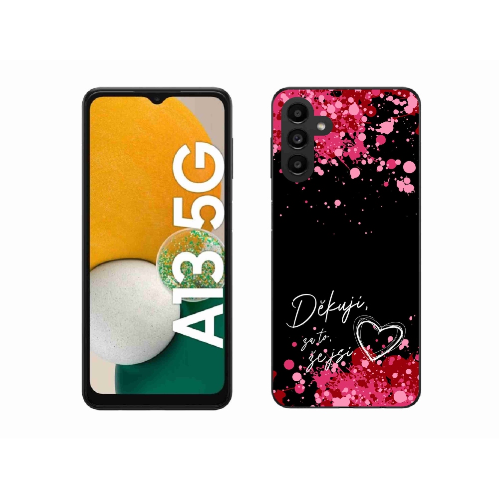 Gelový kryt mmCase na Samsung Galaxy A13 5G - zamilovaný text 2 černé pozadí