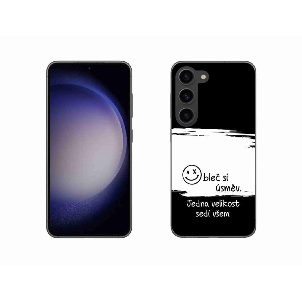 Gelový kryt mmCase na Samsung Galaxy S23 5G - vtipný text 8 bíločerné pozadí