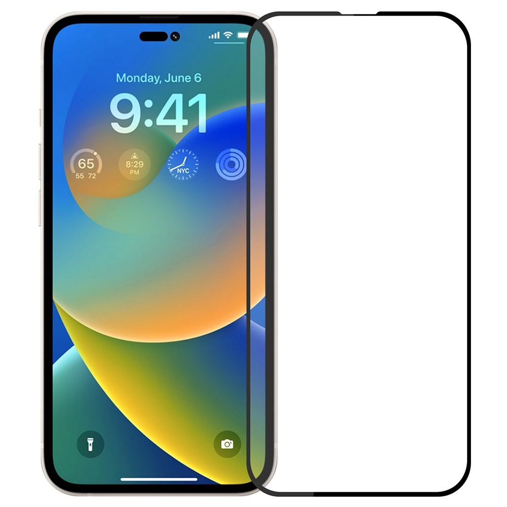 Mofi celoplošné tvrzené sklo na iPhone 15 - černé