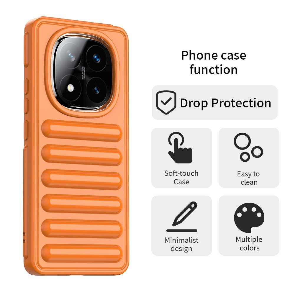 Stripe odolný kryt na Xiaomi Redmi Note 14 Pro+ 5G - oranžový