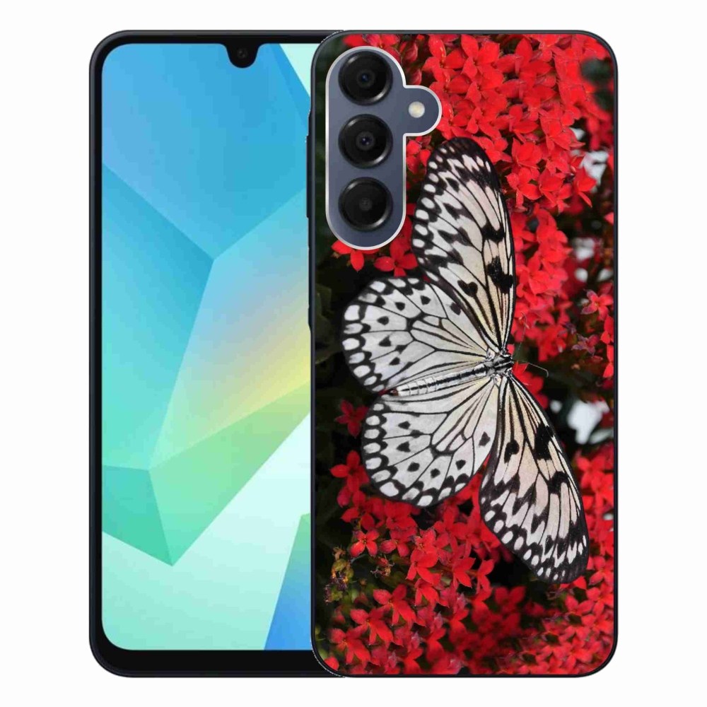 Gelový kryt mmCase na Samsung Galaxy A16 4G/5G - černobílý motýl 1