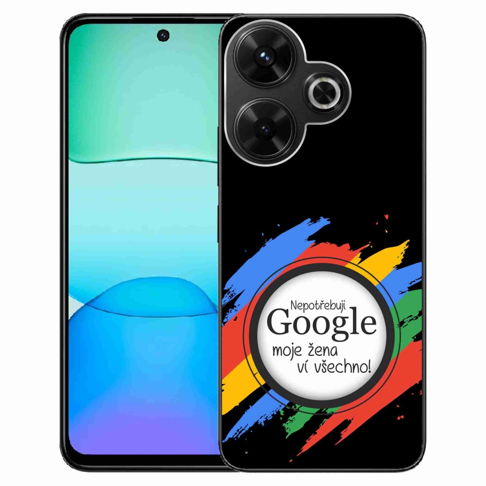 Gelový kryt mmCase na Xiaomi Redmi 13 4G/Poco M6 4G  - žena ví všechno černé pozadí