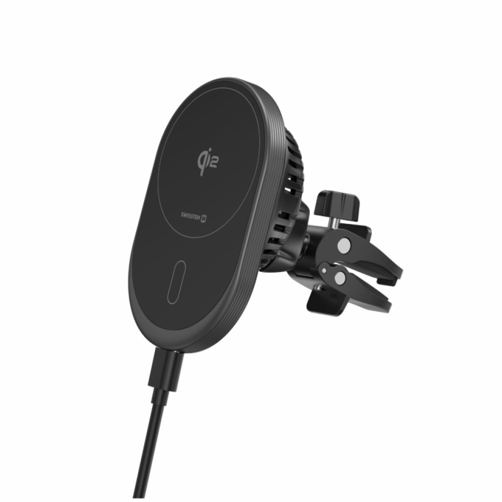 Swissten magnetický držák do ventilace Magride s bezdrátovým nabíjením QI2 15W (kompatibilní s magsafe)