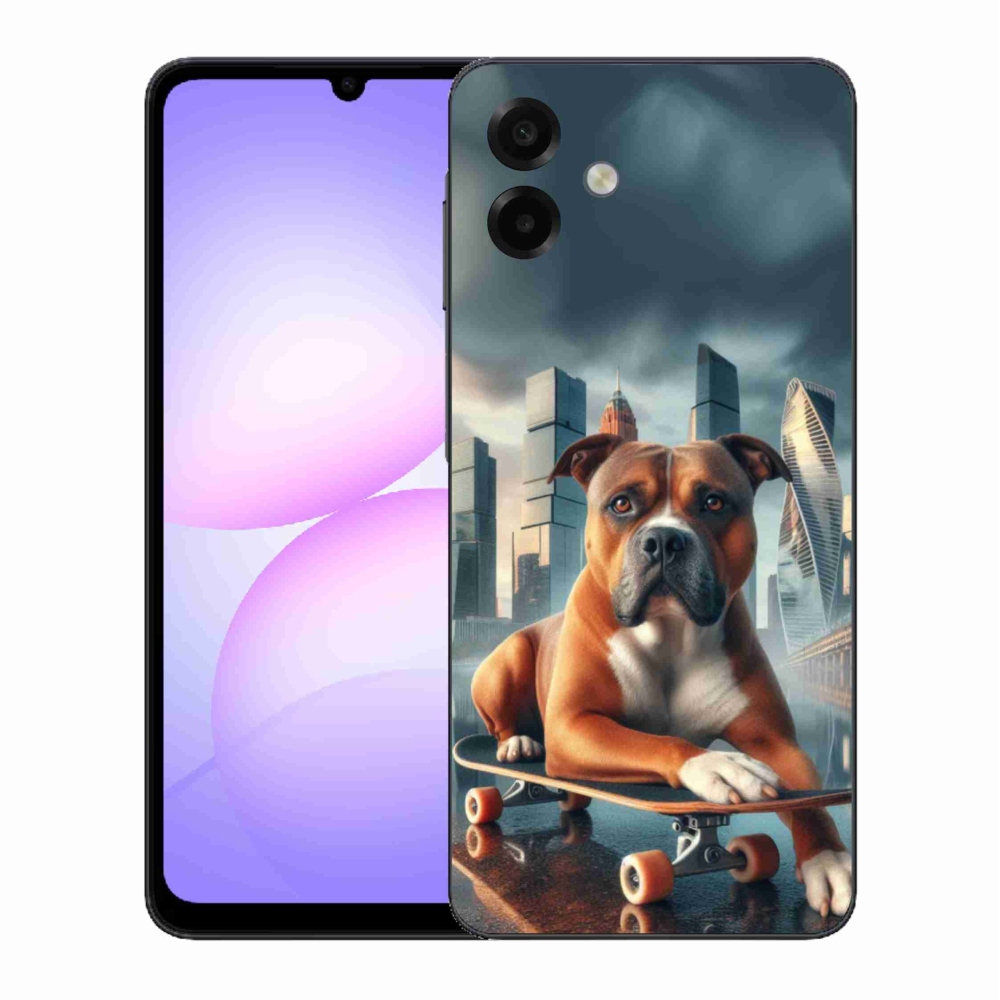 Gelový kryt mmCase na Samsung Galaxy A07 4G - pes na skateboardu