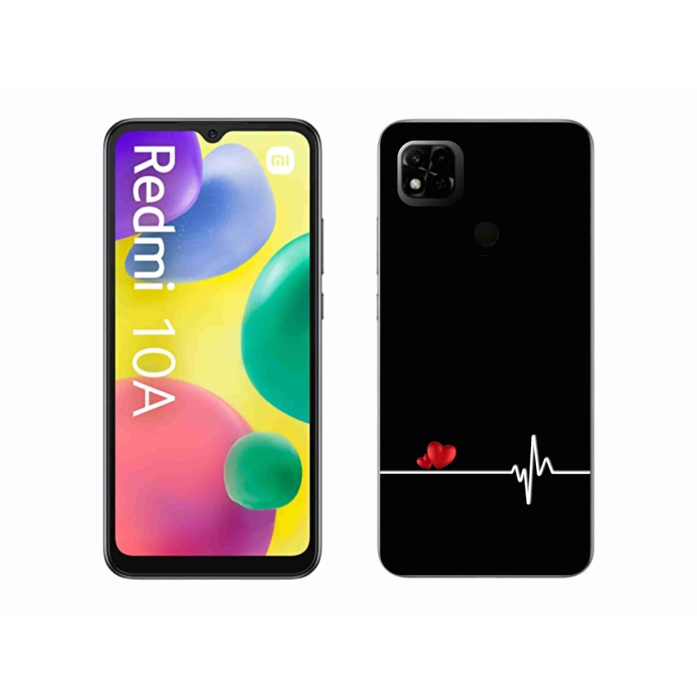 Gelový kryt mmCase na Xiaomi Redmi 10A - srdce a tep černé pozadí