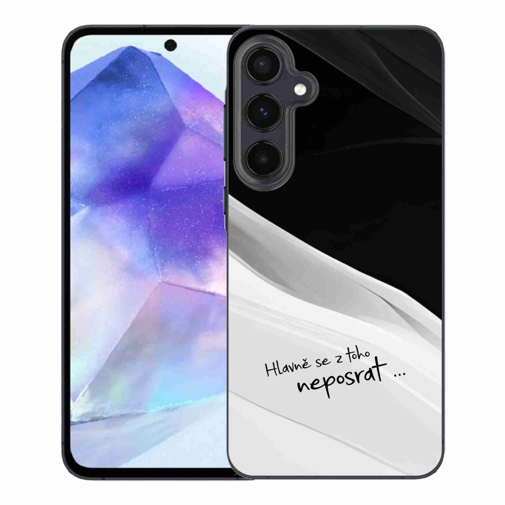 Gelový kryt mmCase na Samsung Galaxy A55 5G - vtipný text 13 bíločerné pozadí