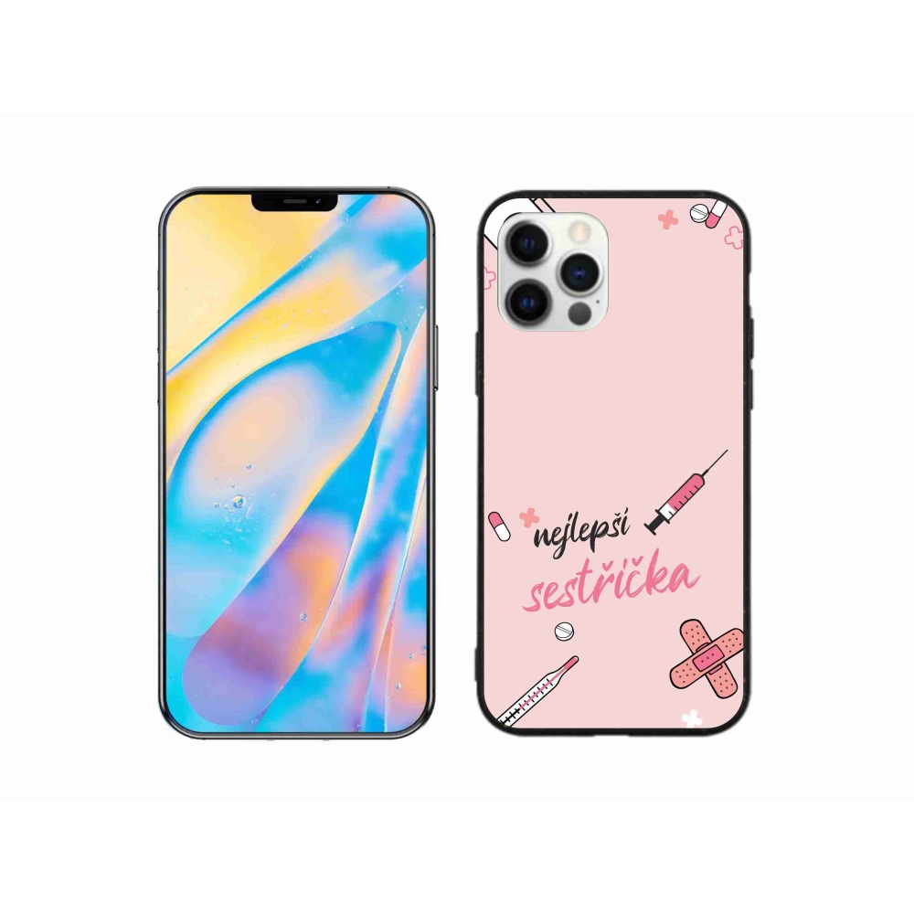 Gelový kryt mmCase na iPhone 12 Pro - nejlepší sestřička růžové pozadí