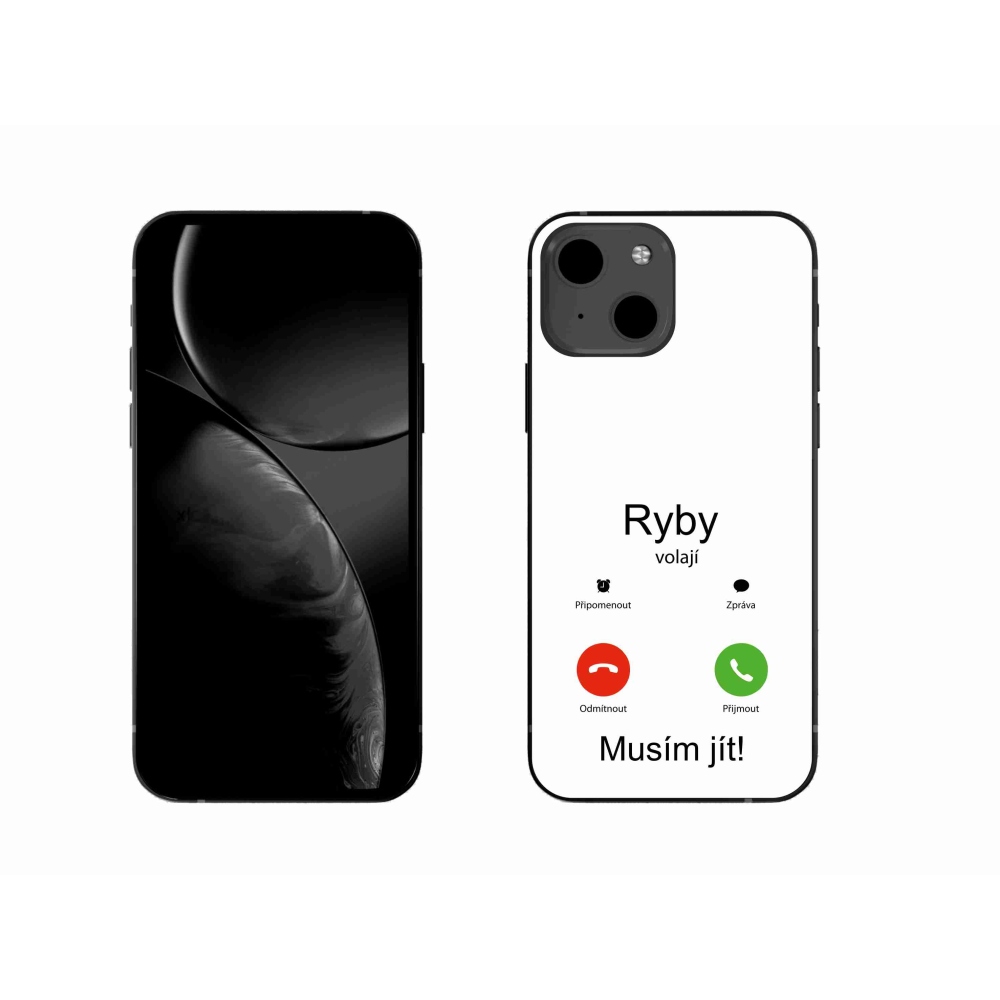 Gelový kryt mmCase na iPhone 13 6.1 - ryby volají bílé pozadí