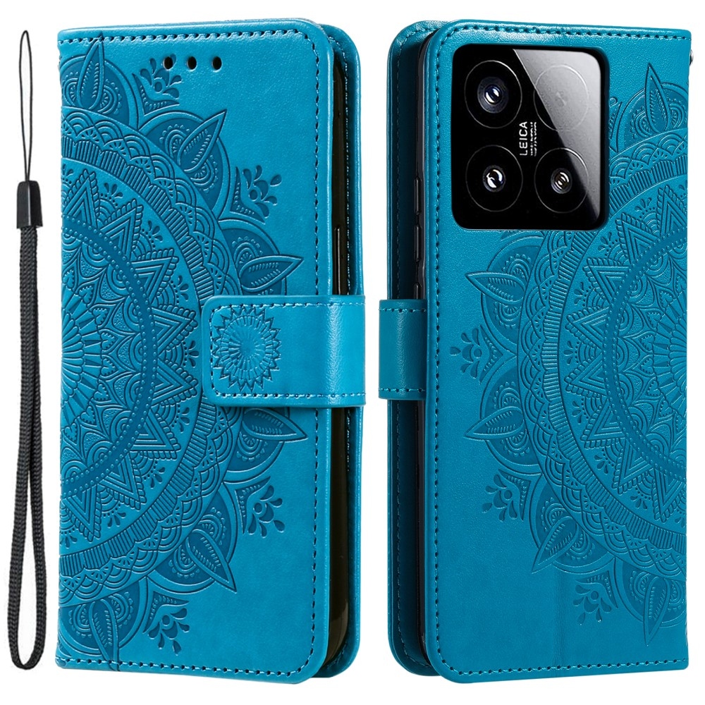 Mandala knížkové pouzdro na Xiaomi 15 - modré