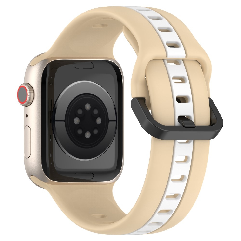 Strap silikonový řemínek na Apple Watch Ultra/Ultra 2 49mm/SE/SE 2022/2023 44mm/9/8/7 45mm/6/5/4 44mm/3/2/1 42 mm - khaki/bílý