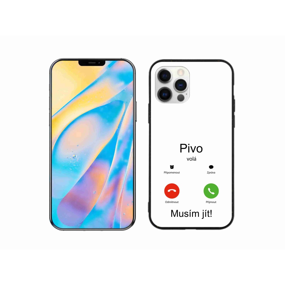 Gelový kryt mmCase na iPhone 12 Pro - pivo volá bílé pozadí