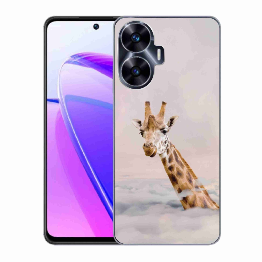 Gelový kryt mmCase na Realme C55 - žirafa v oblacích
